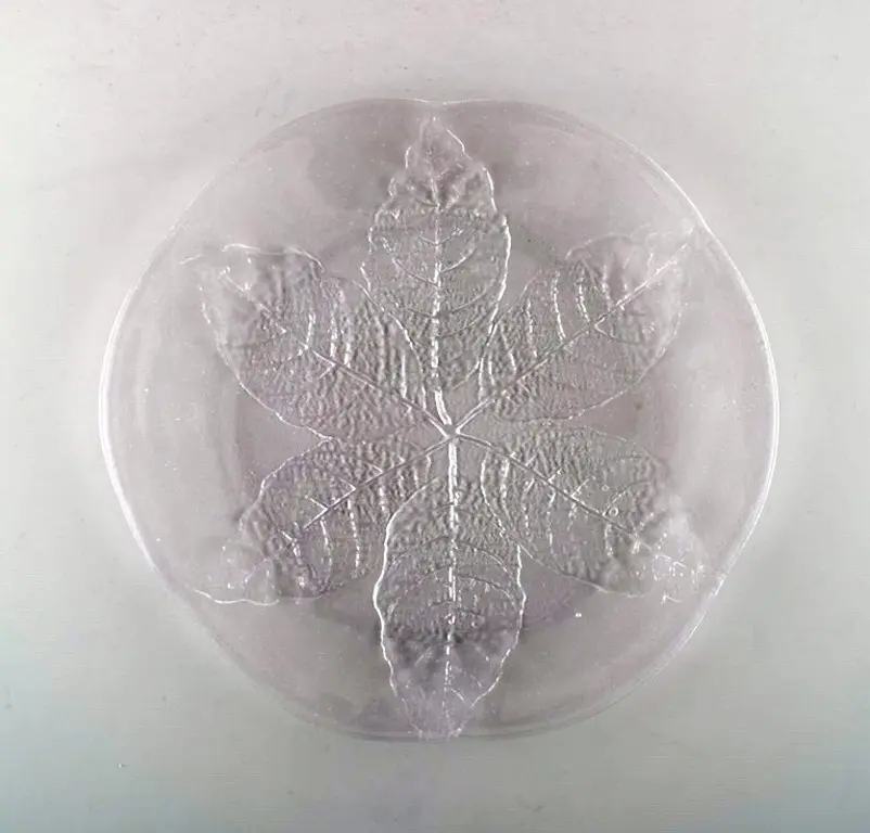 21 handgefertigte Abdeckplatten aus Kunstglas, verziert mit Blättern, aus den 1960er Jahren