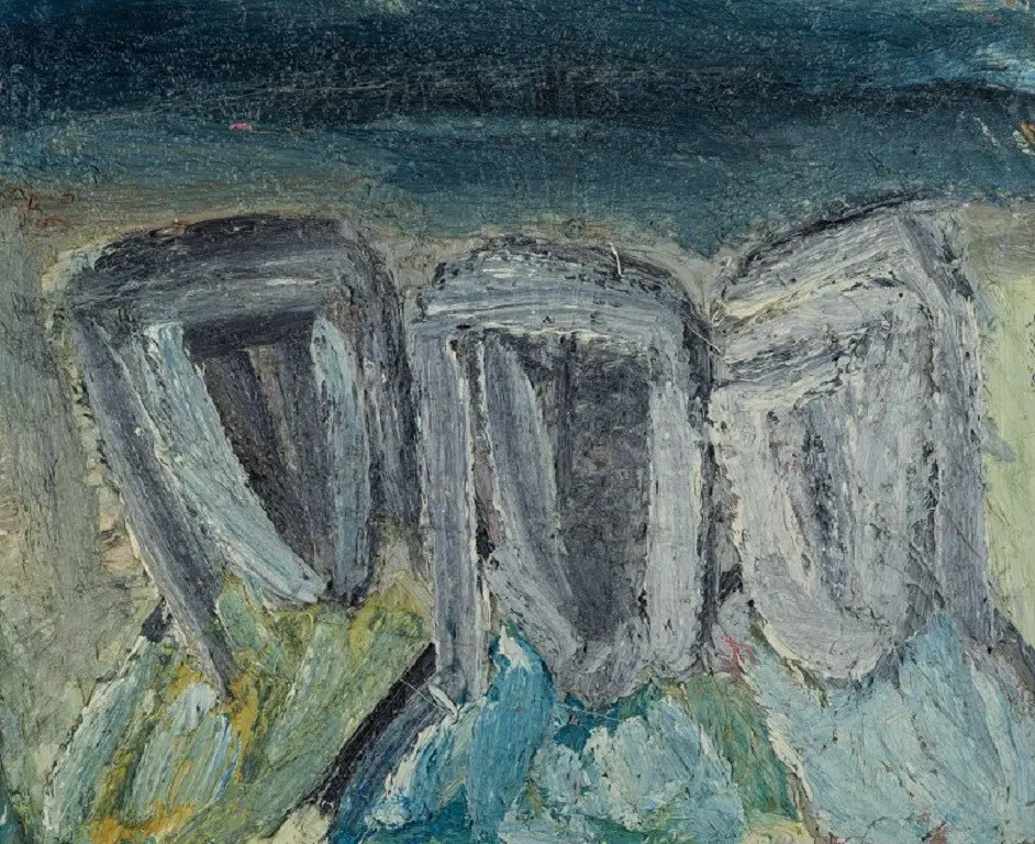 Anonymer dänischer Künstler. Öl auf Leinwand. 'Drei weise Männer'