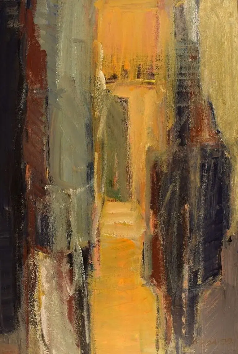 Anonymer Künstler. Öl auf Leinwand. Abstrakte Komposition. Datierung: 1999