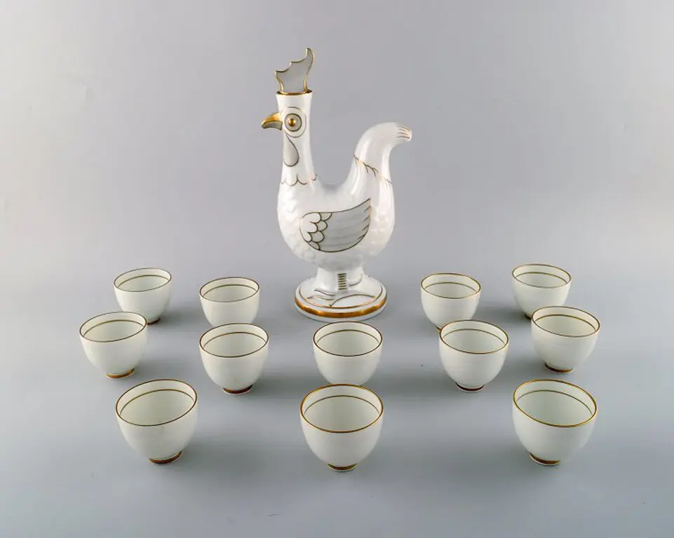 Bing & Grondahl / B&G, Dänemark. Porzellan-Kanne mit 12 Tassen