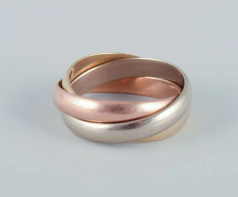 Cartier ""Trinity"" Ring aus 18 Karat Gold, Weißgold und Roségold, ca. 1970