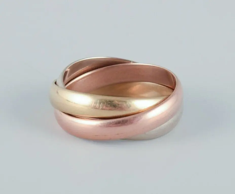Cartier ""Trinity"" Ring aus 18 Karat Gold, Weißgold und Roségold, ca. 1970