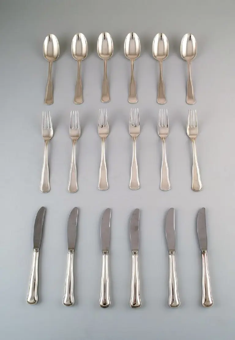 Cohr antikes dänisches Silberbesteck für 6 Personen - Insgesamt 18 Teile