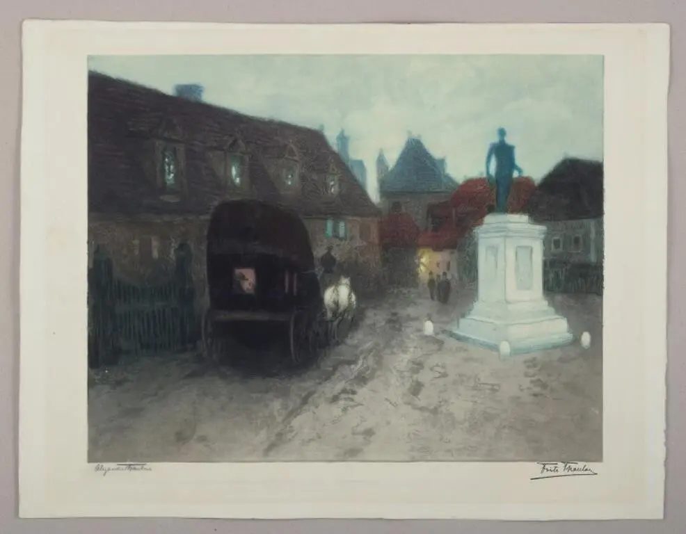 Frits Thaulow (1847-1906). Farblithografie von 'Grev Wedels Plass'