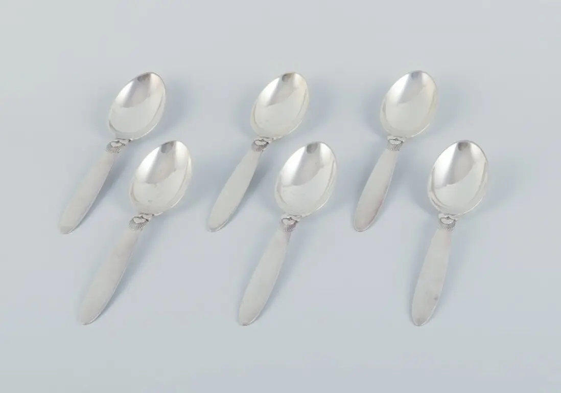 Georg Jensen Kaktus, Set von sechs Esslöffeln aus Sterling Silber, 1933-1944