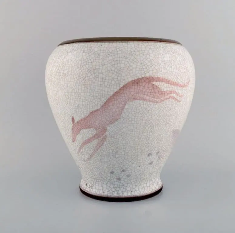 Vase von Bing und Grøndahl aus knisterndem Porzellan, 20er Jahre, groß